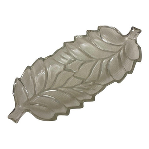 Vintage Jeannette Clear Glass Double Leaf Candy Nut Relish Dish‎ 11" x 4.5"